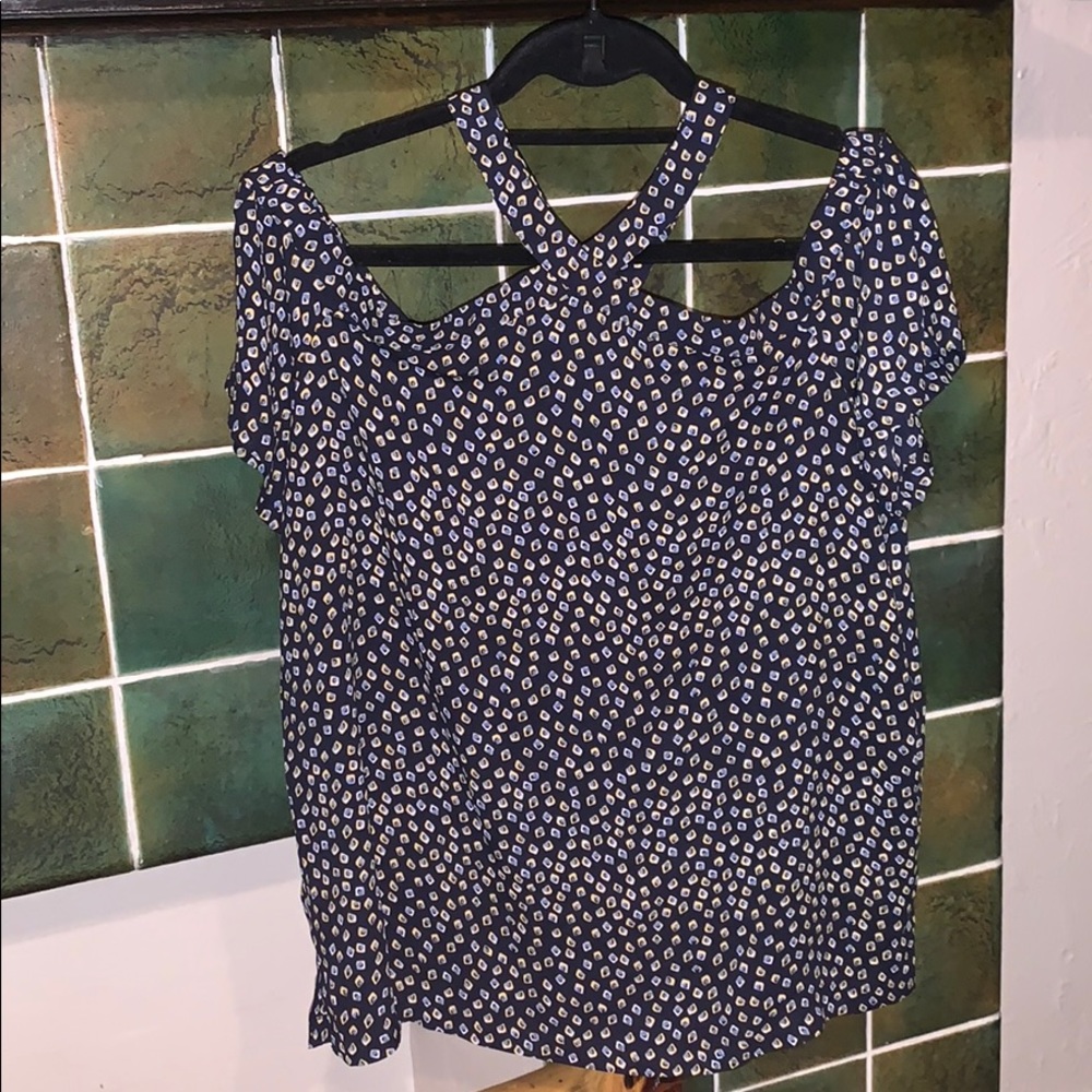 Loft navy blue print shirt
